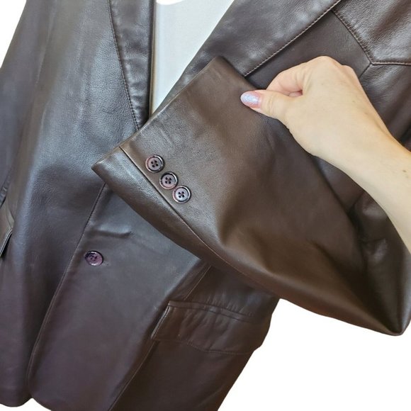 Mens 46L Western Brown Leather Jacket Sport Coat Cowboy‎ Vented - Picture 5 of 16